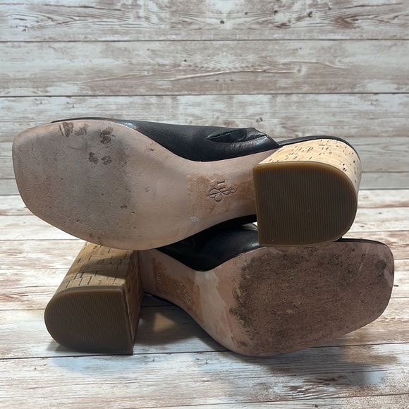 Cole Haan Black Open Toe 4” Cork Block Heel Mules Size 8-1/2B - Picture 9 of 9